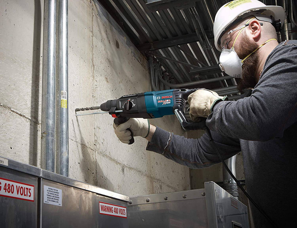 BOSCH 11255VSR Bulldog Xtreme - Taladro eléctrico con cable de 8 amperios y 1 pulgada de velocidad variable Sds-Plus para concreto/mampostería con estuche de transporte, azul - DIGVICE MX