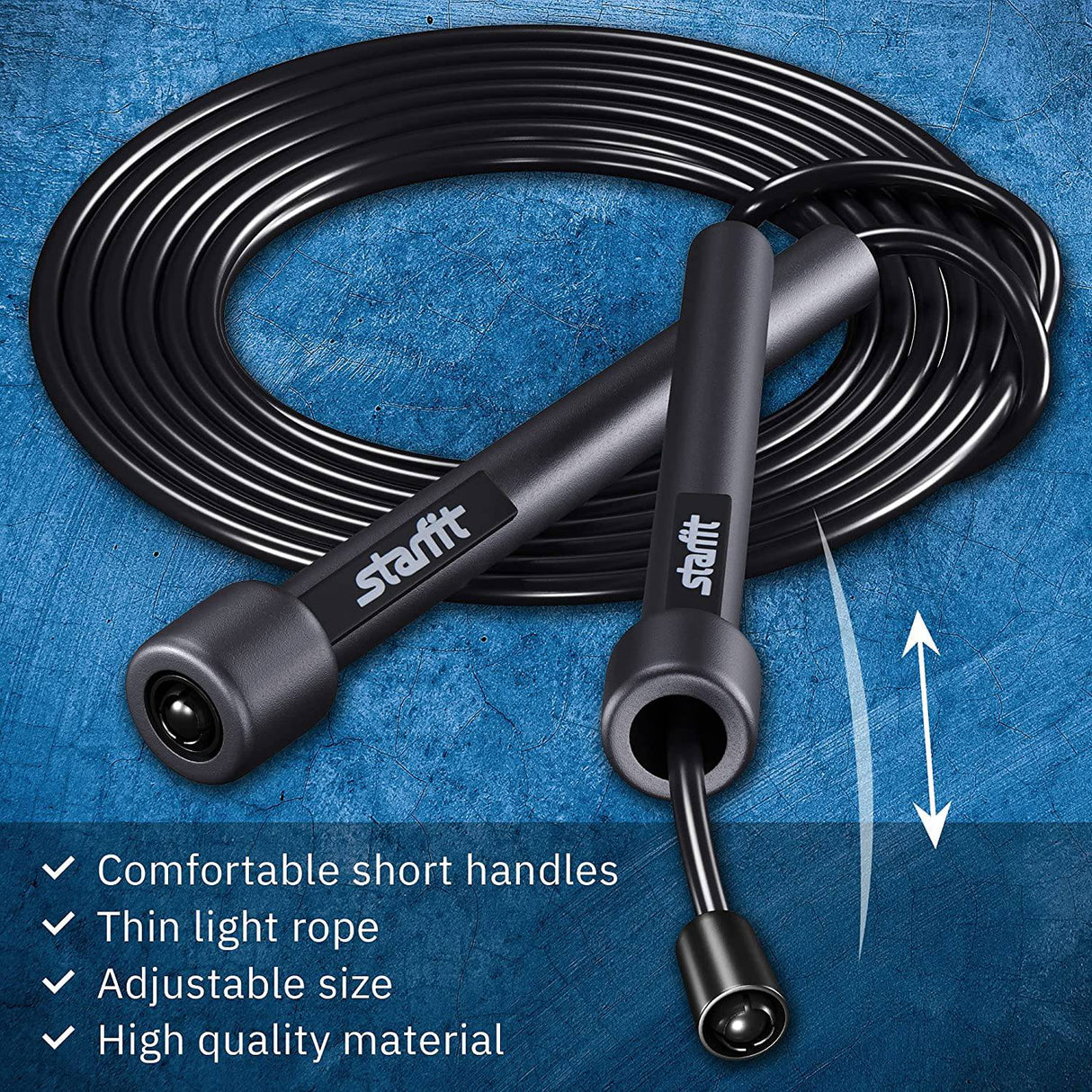 STARFIT  - Cuerda de saltar ligera para fitness y ejercicio, cuerdas de saltar ajustables con asas de plástico