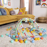 Bright Starts 5 en 1 Your Way Ball Play - Alfombra de juego gigante que se convierte en gimnasio para bebés Ball Pit, recién nacido a niño pequeño - Totalmente tropical (verde) - DIGVICE MX