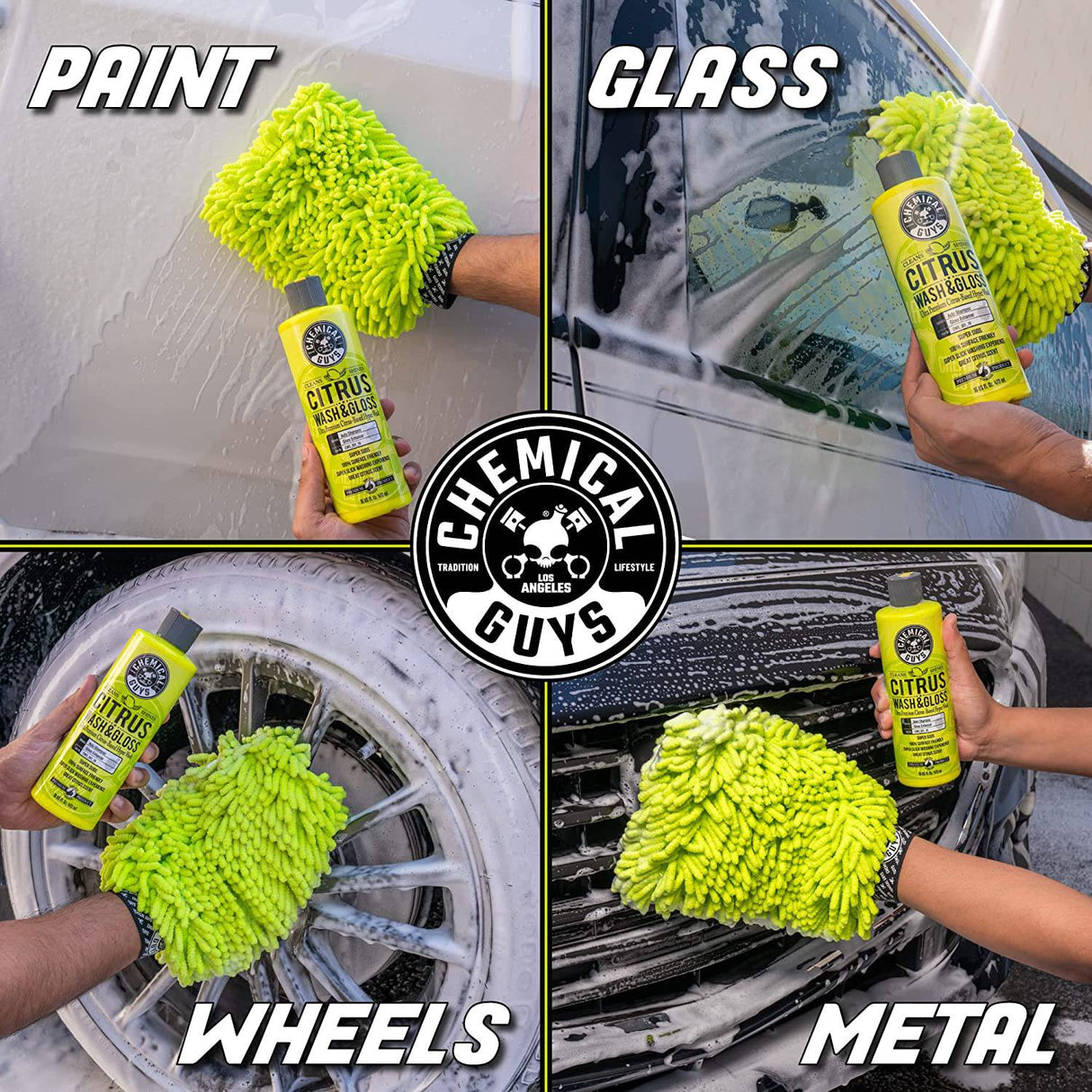Chemical Guys HOL357 Clean & Shine Car Wash Starter Kit - Seguro para automóviles, camiones, motocicletas, SUV, jeeps, RV y más (7 artículos, incluidos 3 16 oz. Productos químicos para detalles de automóviles)