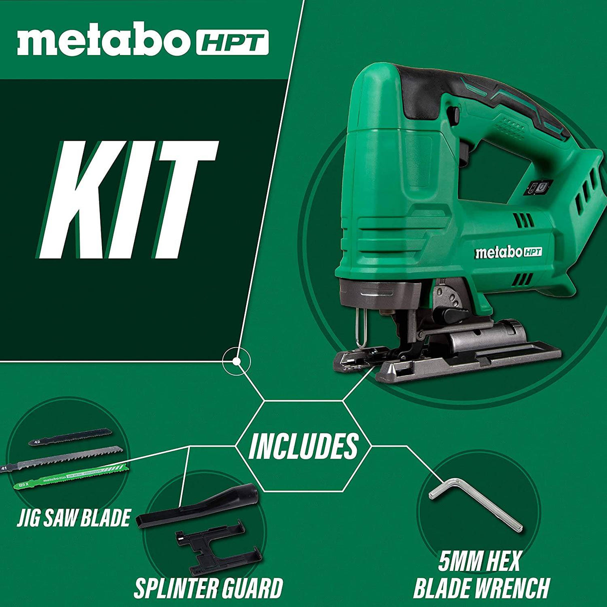 Sierra caladora Metabo HPT 18V MultiVolt | 2500 GPM | Gatillo de velocidad variable | Solo herramienta | CJ18DAQ4 - DIGVICE MX