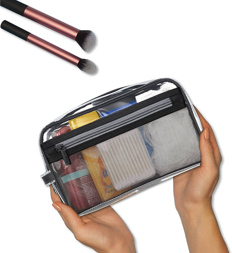 Conair - Bolsa para artículos diversos/cosméticos Travel Smart, transparente con bolsillo de malla