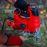 Promaker Sierra caladora, 3,5 Amp 400 W, cortadora de madera con 6 velocidades variables, corte biselado de hoja ajustable de 0 a 45º, sierra de vaivén con cable, profundidad de corte: 55 m para madera y 6 mm para metal. 800-3000 SPM, Promaker PRO-SC400 - DIGVICE MX