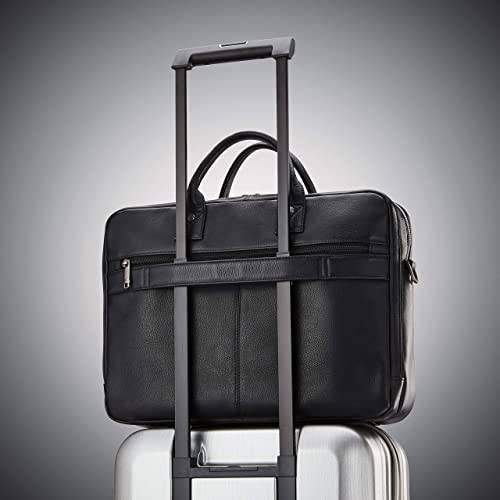 Samsonite - Maletín clásico de cuero con carga superior