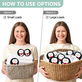 Calindiana - Bolas para secadora de lana de Nueva Zelanda 100% orgánicas de primera calidad, suavizante de tela reutilizable para la colada, bonita alternativa a las hojas de secadora, antiestático, tamaño XL, paquete de 6, pingüino negro - DIGVICE MX
