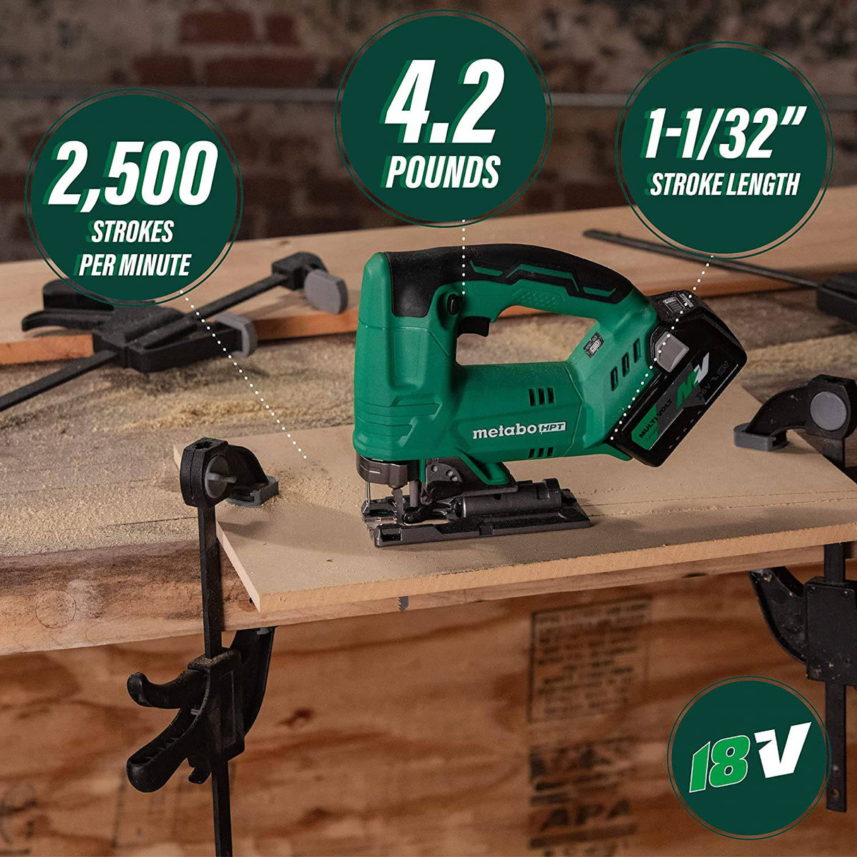 Sierra caladora Metabo HPT 18V MultiVolt | 2500 GPM | Gatillo de velocidad variable | Solo herramienta | CJ18DAQ4 - DIGVICE MX