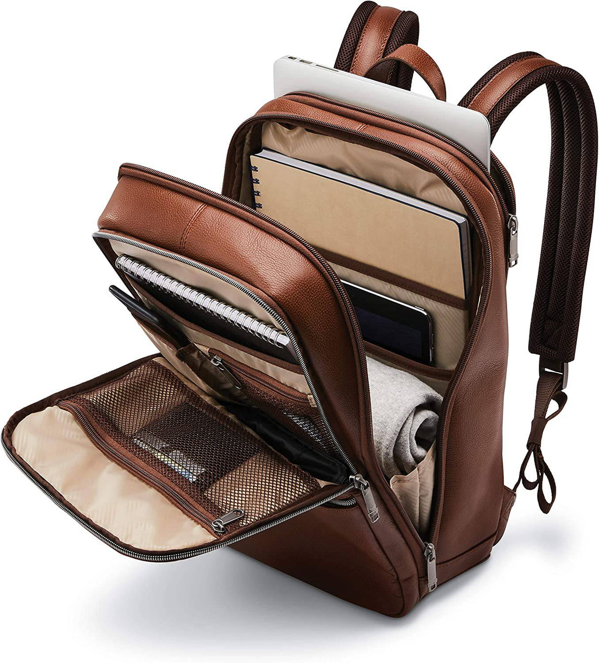 Samsonite - Classic Leather Slim Mochila, Coñac, Talla única
