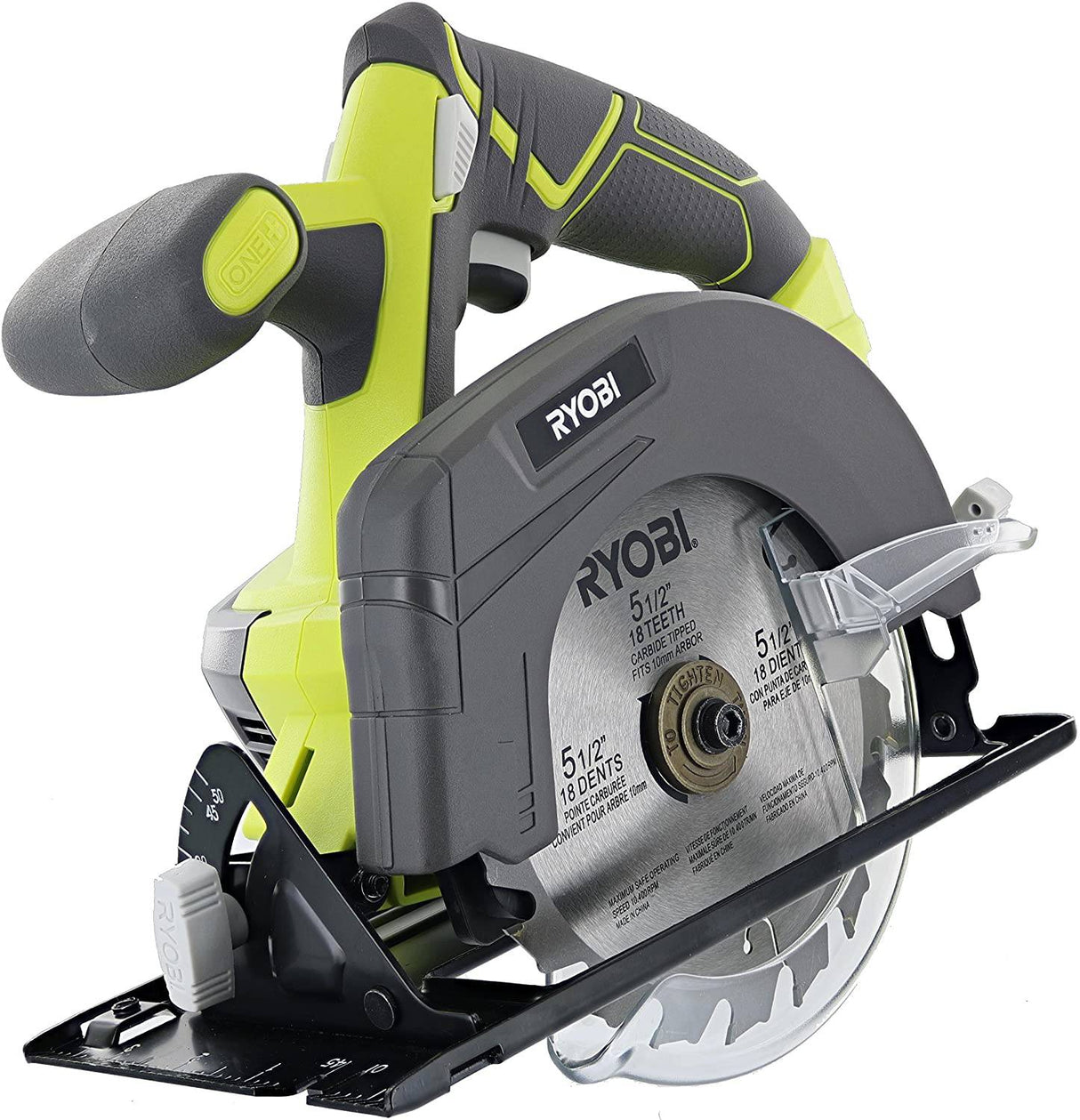 Ryobi One P505 Sierra circular inalámbrica de iones de litio de 18 V, 5 1/2" y 4700 RPM (batería no incluida, solo herramienta eléctrica), verde - DIGVICE MX
