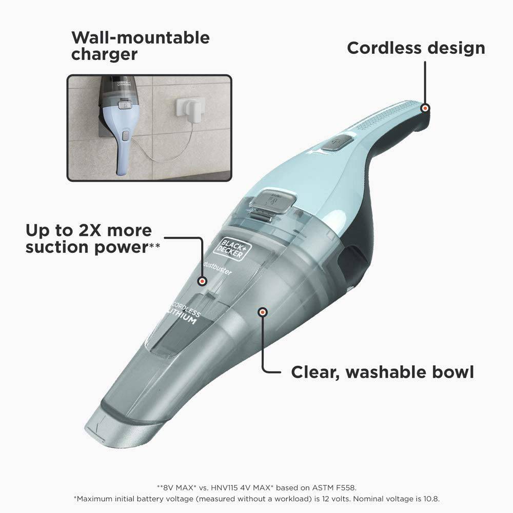 BLACK+DECKER Beyond Aspiradora inalámbrica de mano, sin cable, azul hielo, mini aspiradora (número de modelo: HNVC215B12AEV) - DIGVICE MX