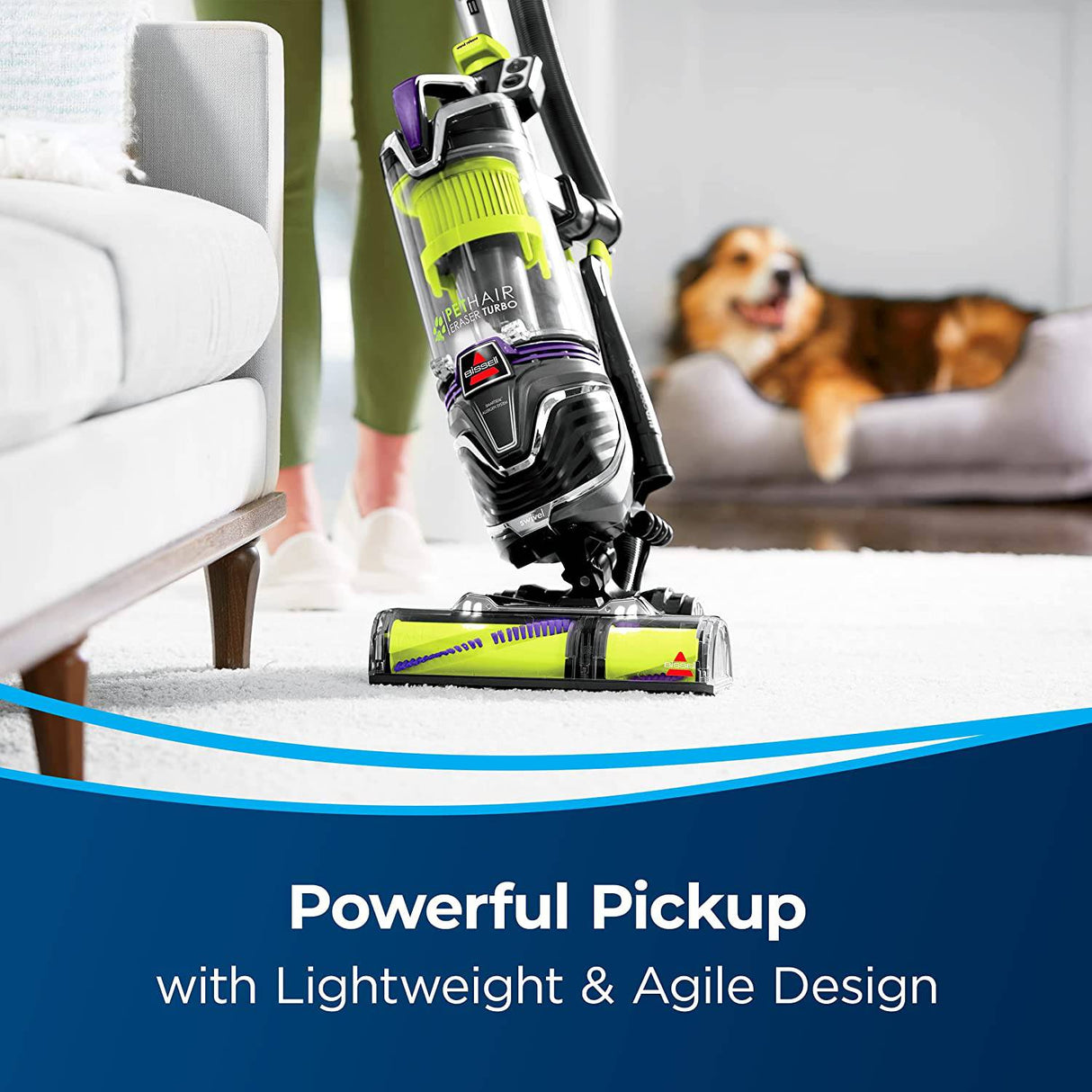 BISSELL 24613 Pet Hair Eraser Turbo Plus Aspiradora liviana, cepillo giratorio sin enredos, potente recogedor de pelo de mascotas, sistema SmartSeal Allergen, fácil vaciado - DIGVICE MX