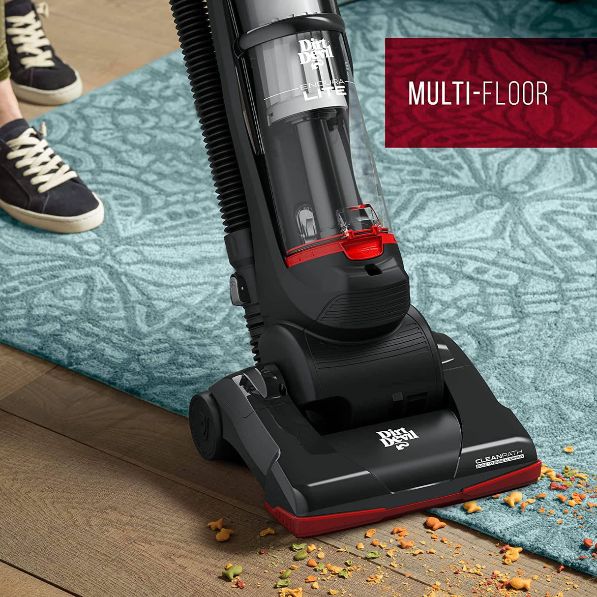 Dirt Devil Endura Lite Aspiradora sin bolsa, pequeña vertical para alfombra y suelo duro, ligera, UD20121PC, color rojo - DIGVICE MX