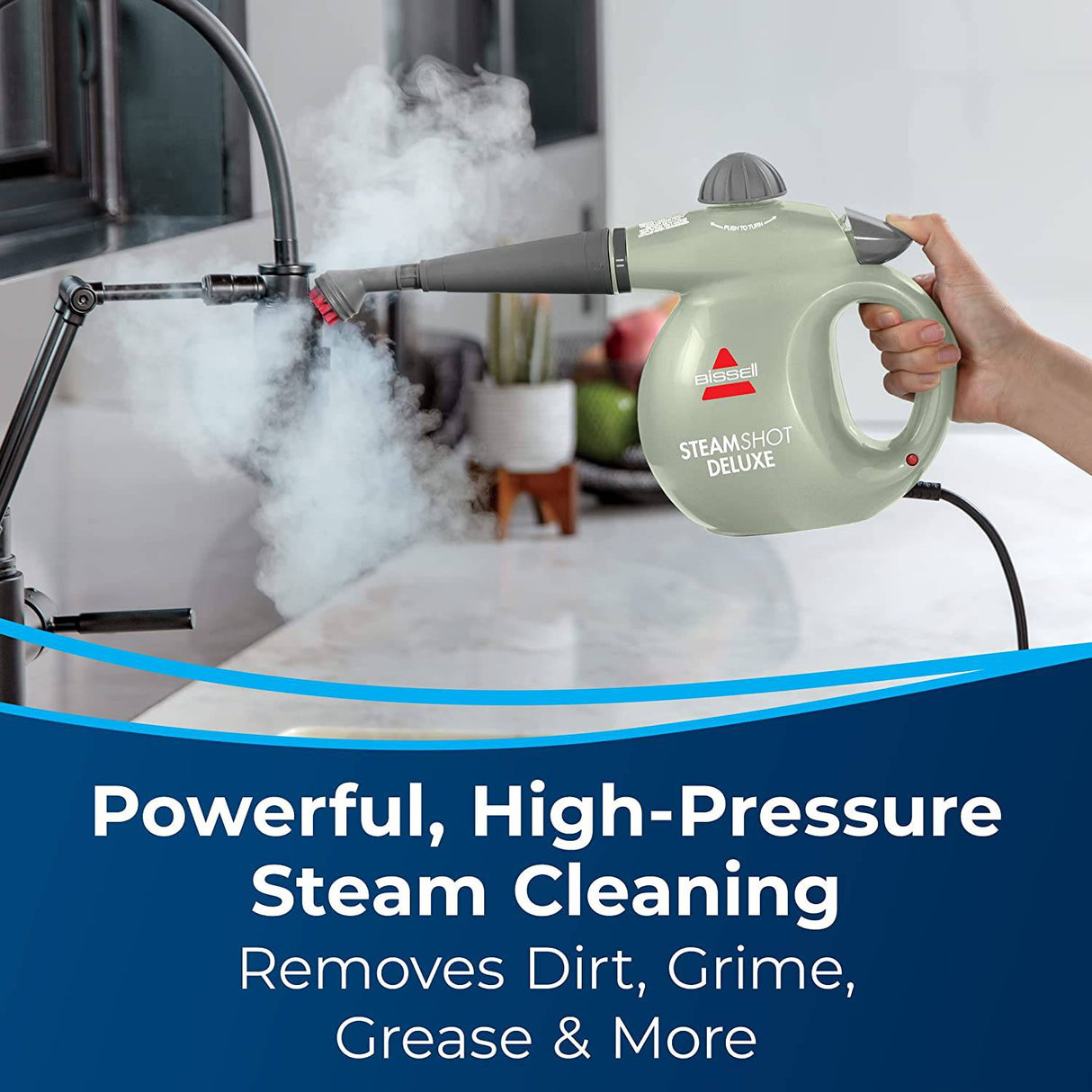BISSELL SteamShot Deluxe Limpiador a vapor para superficies duras con desinfección natural, herramientas multisuperficie incluidas para eliminar la suciedad, la mugre, la grasa y más, 39N7A - DIGVICE MX
