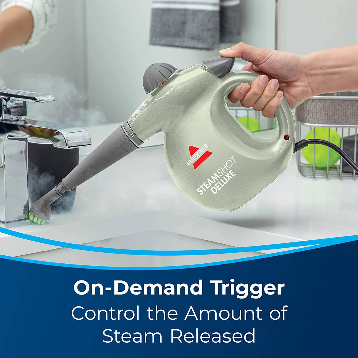 BISSELL SteamShot Deluxe Limpiador a vapor para superficies duras con desinfección natural, herramientas multisuperficie incluidas para eliminar la suciedad, la mugre, la grasa y más, 39N7A - DIGVICE MX