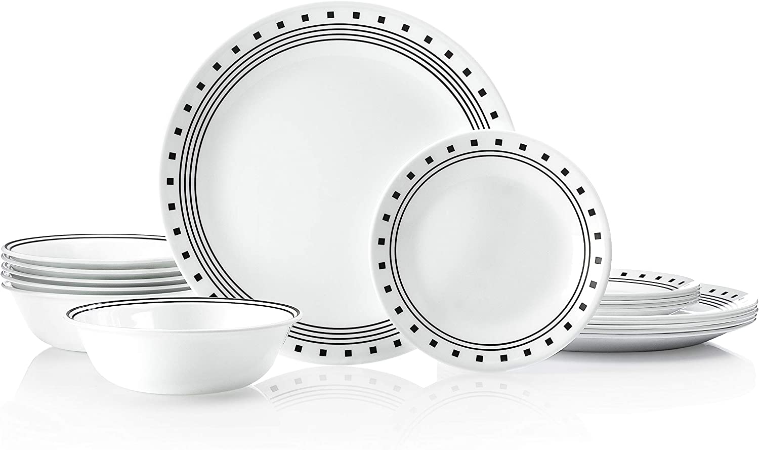 Corelle Vitrelle Servicio de 18 piezas para 6 vajillas vidrio de